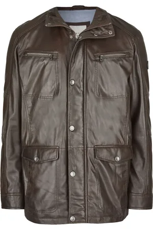 Bugatti Jassen, Heren, Bruin, 5Xl, Zachte leren parka jas