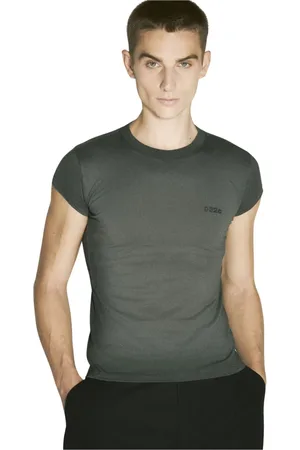 032c Tops, Heren, Groen, L, Katoen, Katoenen Jersey Crewneck T-shirt met Logo