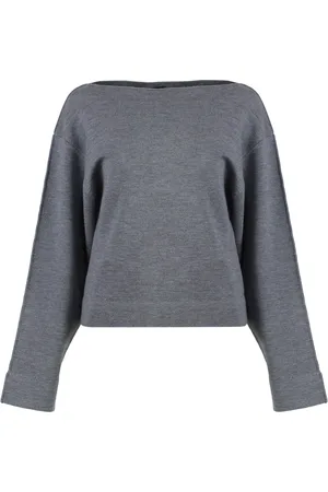Pinko Truien, Dames, Grijs, M, Wol, Boot Hals Wolmix Trui