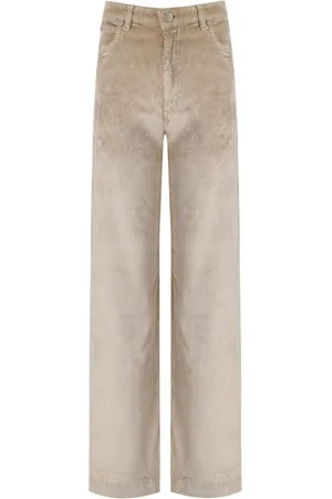 CRUNA Broeken, Dames, , S, Katoen, Naakte Diagonale Textuur Hoge Taille Broek