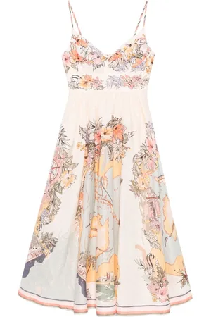 ZIMMERMANN Kleedjes, Dames, Wit, S, Linnen, Witte Linnen Trapeze Jurk