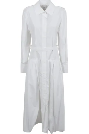 Patou Kleedjes, Dames, Wit, S, Katoen, Witte Maxi Overhemdjurk