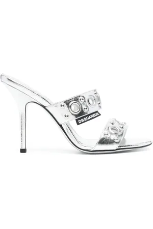 Dsquared2 Schoenen, Dames, Grijs, 39 EU, Leer, Stijlvolle sandalen voor de zomer