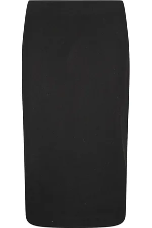 Staud Rokken, Dames, Zwart, L, Zwarte midi-rok in viscosemix