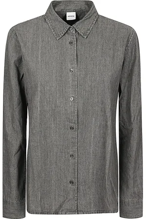 Aspesi Blouses & Shirts, Dames, Grijs, M, Klassiek Grijs Overhemd met Lange Mouwen