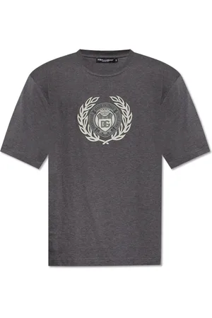 Dolce & Gabbana Tops, Heren, Grijs, 2Xl, Bedrukt T-shirt