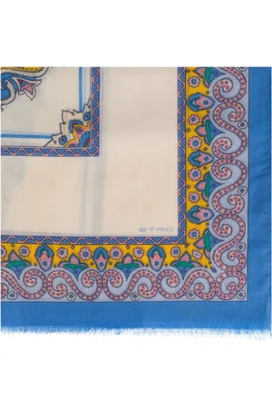Etro Accessoires, Dames, Blauw, ONE Size, Wol, Sjaal met decoratief patroon