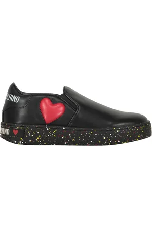 Moschino Schoenen, Dames, Zwart, 36 EU, Casual Slip-On Sneakers met Contrasterende Inzetstukken