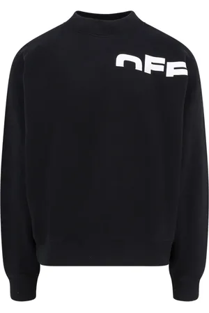 OFF-WHITE Sweatshirts & Hoodies, Heren, Zwart, L, Katoen, Logo Print Katoenen Sweatshirt