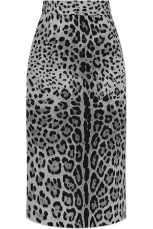 Dolce & Gabbana Rokken, Dames, Grijs, S, Zijden rok met dierenprint