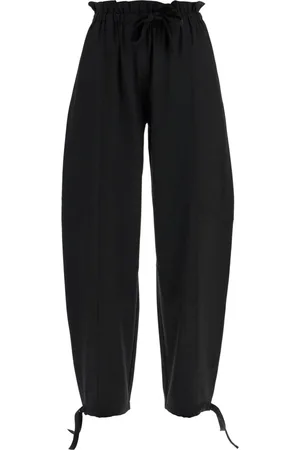 Ganni Broeken, Dames, Zwart, S, Relaxte Viscose Paperbag Broek