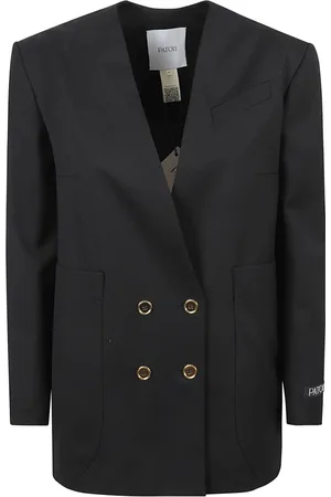 Patou Jassen, Dames, Zwart, S, Zwarte Double Breasted Jas