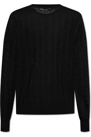 Dolce & Gabbana Truien, Heren, Zwart, XL, Zijden trui met monogram