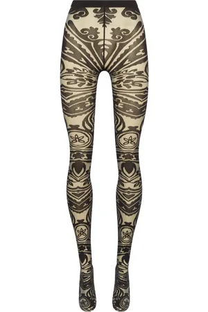 Wolford Ondergoed, Dames, Zwart, S, Wol, Tattoo Print Sheer Zwarte Panty