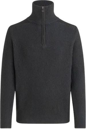 Belstaff Truien, Heren, Grijs, L, Katoen, Zwarte Quarter Zip Jumper