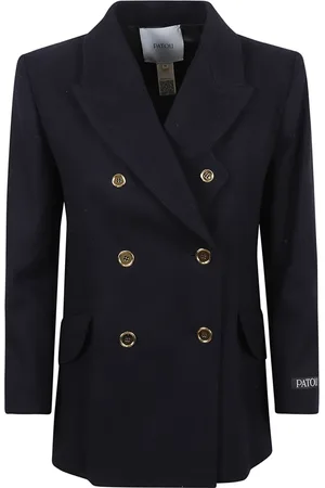 Patou Jassen, Dames, Blauw, S, Wol, Blauwe Double Breasted Iconische Jas