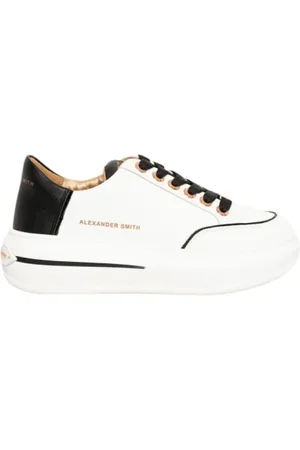 Alexander Smith Schoenen, Dames, Veelkleurig, 38 EU, Leer, Leren Sneakers Wit Zwart Rubberen Zool