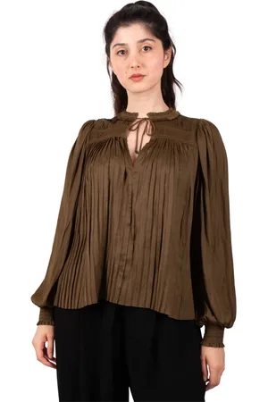ULLA JOHNSON Blouses & Shirts, Dames, Groen, S, Leah Olive Blouse