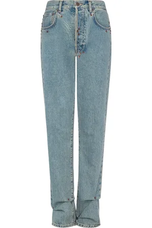 Moschino Jeans, Dames, Blauw, S, Katoen, Luxe Straight-Leg Jeans