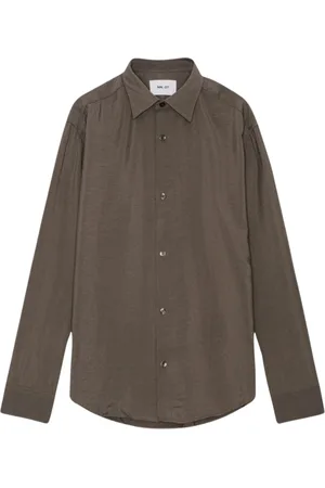 NN.07 Overhemden, Heren, Bruin, L, Gedrukte Twill Button-Up Shirt