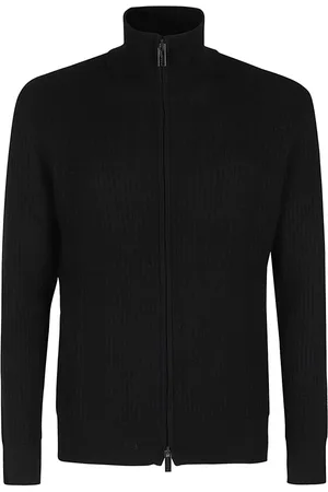 Paolo Pecora Truien, Heren, Zwart, M, Wol, Merino Wol Geruite Rits Trui