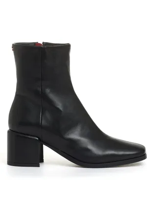 HALMANERA Schoenen, Dames, Zwart, 36 1/2 EU, Zwarte Leren Enkellaars 60mm Hak