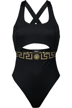 VERSACE Badkleding, Dames, Zwart, S, Polyester, Greca Border Badpak met één stuk