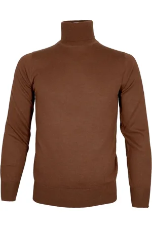 CASHMERE COMPANY Truien, Heren, Bruin, S, Wol, Bruine Cashmere Zijde Slim Fit Trui