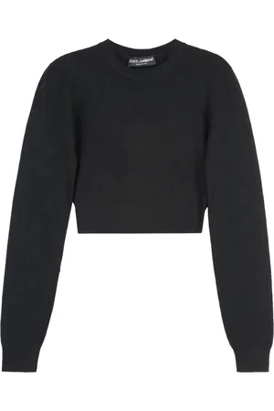 Dolce & Gabbana Truien, Dames, Zwart, M, Polyester, Geribbelde crew-neck sweater in viscosemix