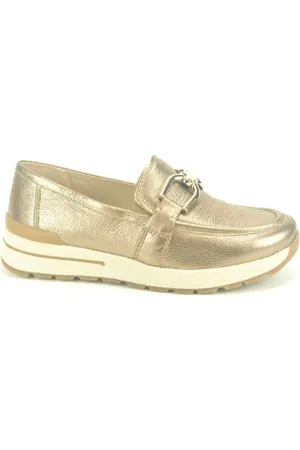 Caprice Schoenen, Dames, Geel, 38 EU, Gouden Loafer met Kledingzak