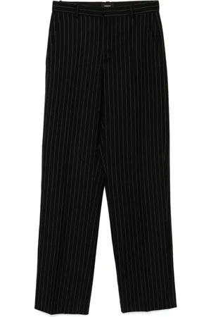 WARDROBE.NYC Broeken, Dames, Zwart, S, Wol, Zwart Pinstripe Straight Leg Broek