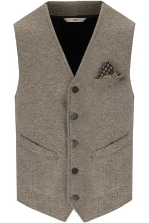 BOB der Bär Jassen, Heren, , L, Katoen, Taupe Single-Breasted Vest Katoen-Wol Mix