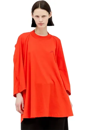Jean Paul Gaultier Tops, Dames, Rood, XS, Katoen, Logo Borduurwerk Oversized T-shirt