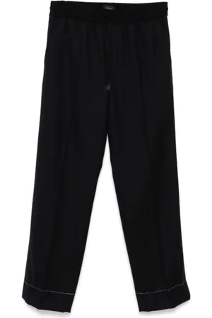 BRIONI Broeken, Heren, Blauw, L, Katoen, Middernachtblauwe Elastische Trekkoordbroek
