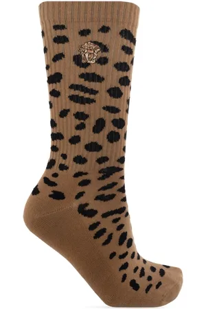 VERSACE Ondergoed, Dames, Bruin, L, Katoen, Sokken met dierenmotief