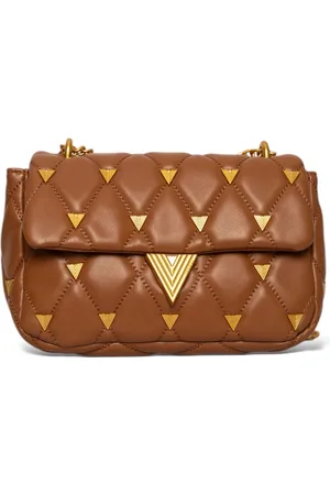 VICOLO Tassen, Dames, Bruin, ONE Size, Gewatteerde Eco-Leren Tas in Beige