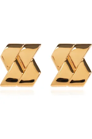 VERSACE Accessoires, Dames, Geel, ONE Size, Oorbellen met Grieks patroon