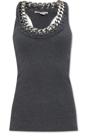 Stella McCartney Tops, Dames, Grijs, S, Wol, Top met decoratieve ketting