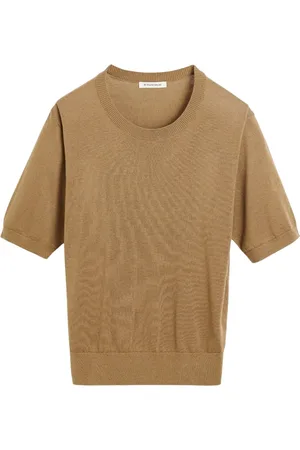 By Malene Birger Truien, Dames, Bruin, M, Wol, Lichtbruin T-shirt met Monogram Detail