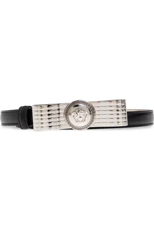 VERSACE Accessoires, Dames, Zwart, 70 CM, Leer, Leren riem