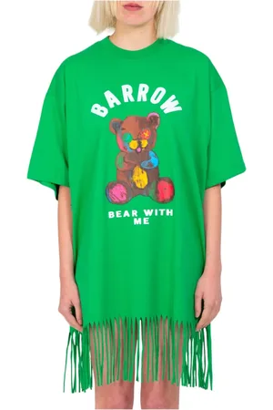 BARROW Kleedjes, Dames, Groen, L, Gefranjerde Teddy Jurk