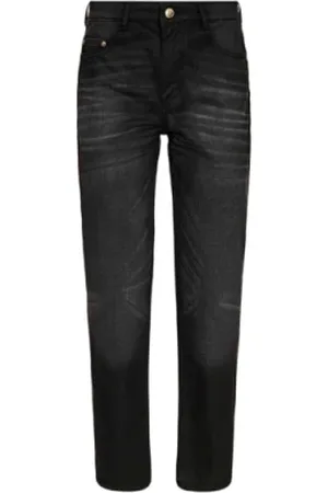Roberto Cavalli Jeans, Dames, Zwart, W26, Katoen, Zwarte Katoenen Hars Gecoate Slim Jeans