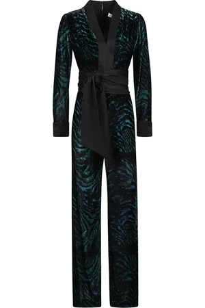 Diane von Furstenberg Jumpsuits & Playsuits, Dames, Groen, S, Leer, Groen Eco-Lederen Viscose Pak