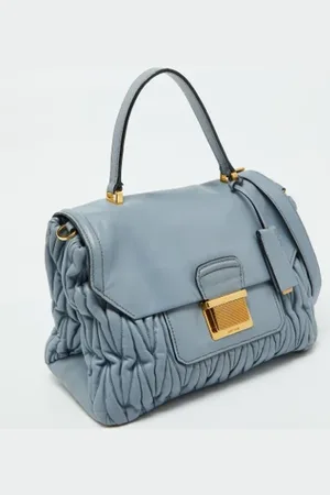 Miu Miu Pre-owned, Dames, Blauw, ONE Size, Leer, Tweedehands leren handtassen