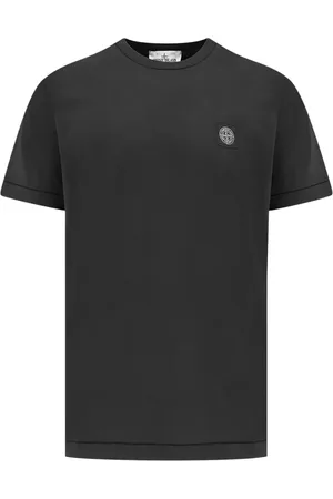 Stone Island Tops, Heren, Zwart, M, Katoen, Katoenen Logo T-shirt