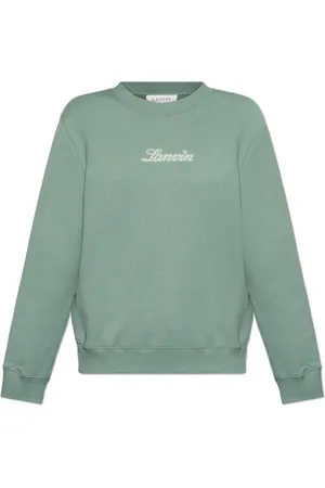 Lanvin Sweatshirts & Hoodies, Dames, Groen, M, Katoen, Sweatshirt met Geborduurd Logo