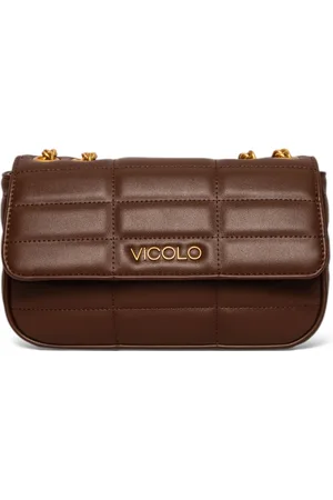 VICOLO Tassen, Dames, Bruin, ONE Size, Gewatteerde Eco-Leren Tas in Zwart