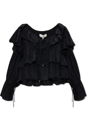 Chloé Blouses & Shirts, Dames, Zwart, S, Top met bloemenpatroon en ruches