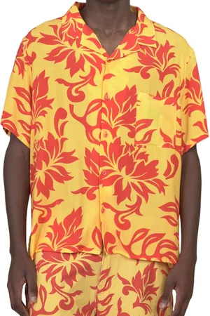 ERL Overhemden, Heren, Geel, L, Tropische Bloemen Shirt