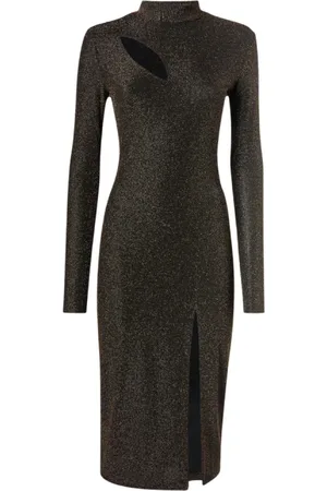 Roberto Cavalli Kleedjes, Dames, Bruin, M, Elegante lurex jurk - Goud